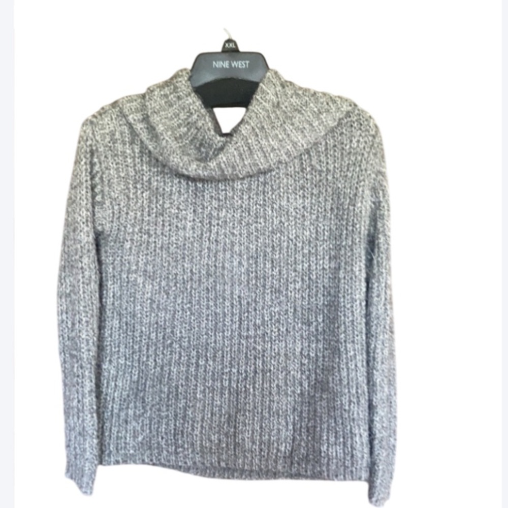 Premise sweater soft cowlneck ribbed w stretch grey preppy casual cozy XS
